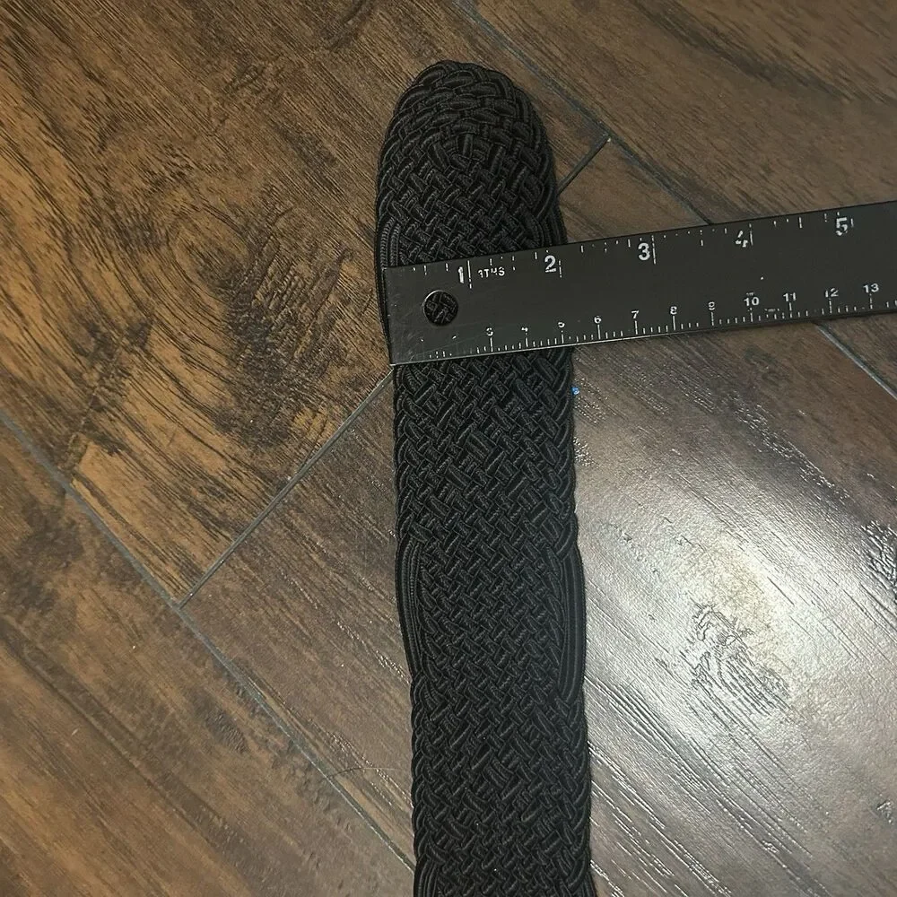 Lauren Ralph Lauren Women's Black Braided Belt Gilded Strap Adjustable Nautical